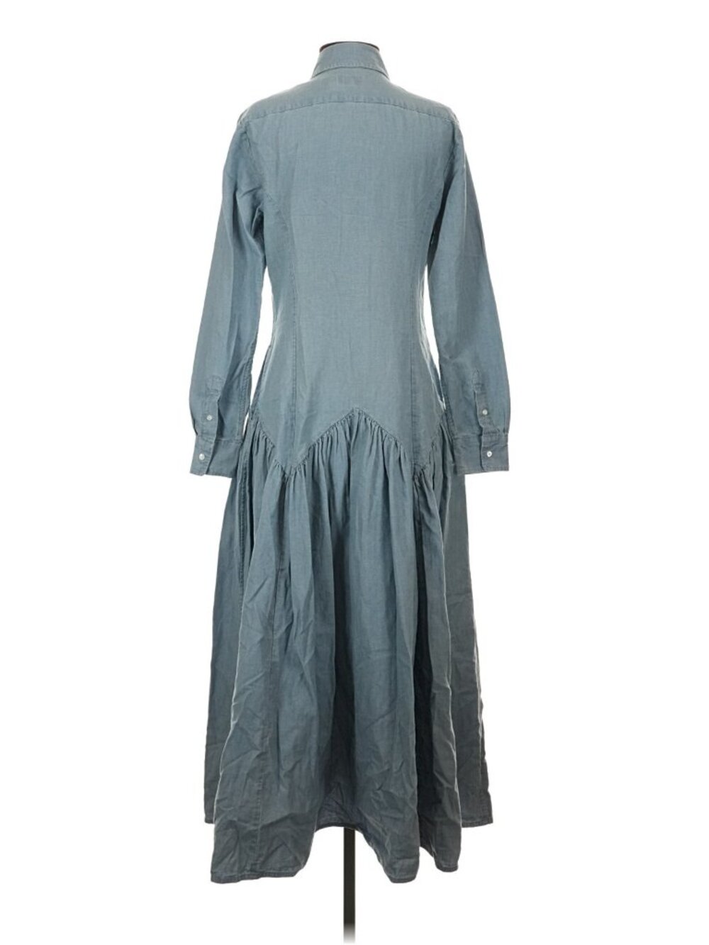 NWT Polo Ralph Lauren Cotton-Linen Chambray Midi in Pacific Blue Shirt Dress 4 - Picture 13 of 14